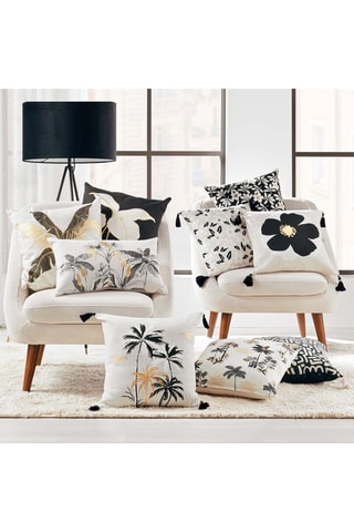 Coussin Papeete - 45 x 45 cm - Noir et blanc