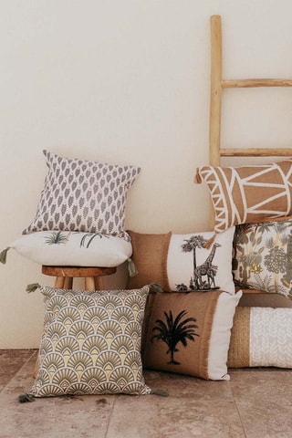 Coussin déhoussable Icare Vert et doré - 45 x 45 cm