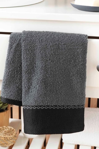 Serviette de toilette Majesty - Noir et anthracite - 50 x 90 cm