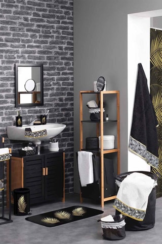 Tapis de bain Orbella Blanc et doré - 45 x 75 cm