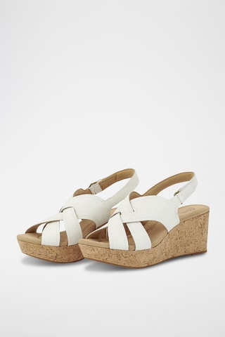 Sandales compensées en cuir Rose Erin - Blanc