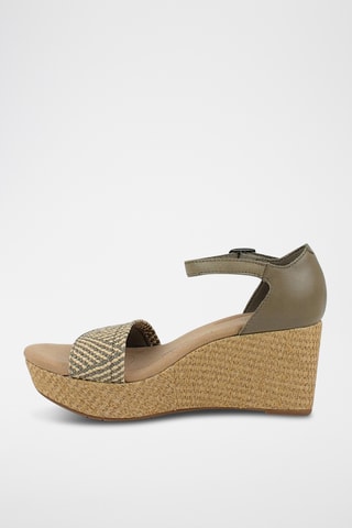Sandales compensées en cuir Rose Ease - Vert olive