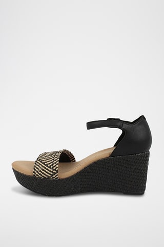 Sandales compensées en cuir Rose Ease - Noir