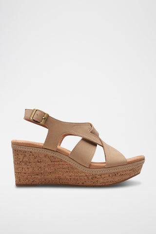 Sandales compensées en nubuck Elleri - Beige