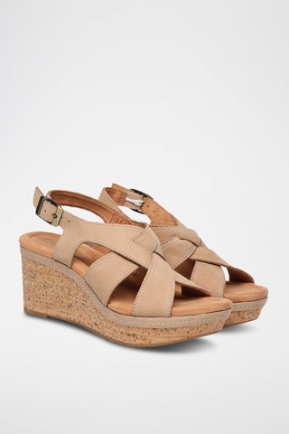 Sandales compensées en nubuck Elleri - Beige
