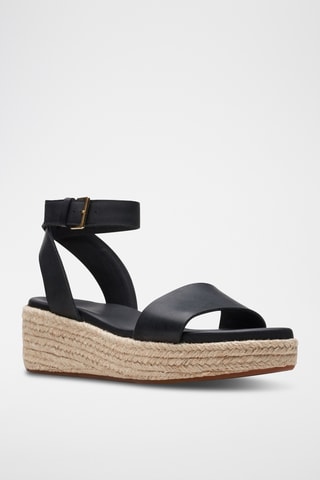 Sandales compensées en cuir Kimmei Ivy - Noir