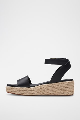 Sandales compensées en cuir Kimmei Ivy - Noir