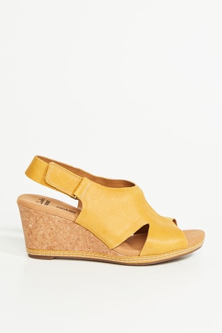 Sandales compensées en cuir Helio - Jaune