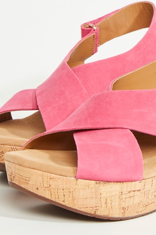 Sandales compensées en cuir Caslynn - Fuchsia