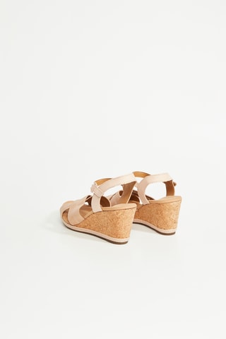 Sandales compensées en cuir Helio - Beige clair
