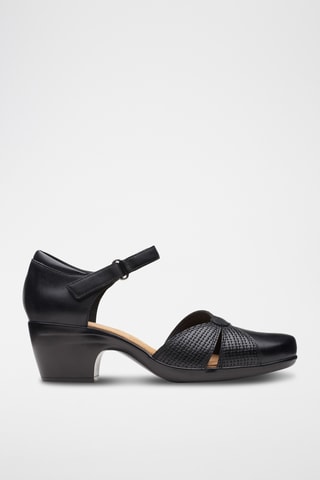 Babies à talons en cuir Emily - Noir