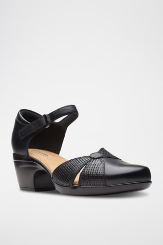 Babies à talons en cuir Emily - Noir