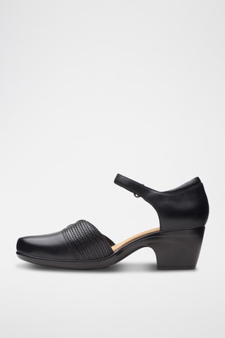 Babies à talons en cuir Emily - Noir