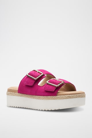 Mules plateformes en nubuck Lana Beach - Fuchsia