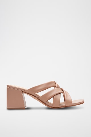 Mules à talon en cuir Sheer65 Step - Beige