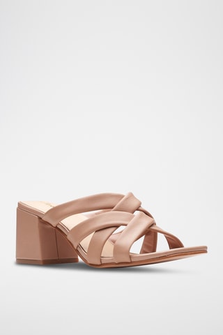 Mules à talon en cuir Sheer65 Step - Beige