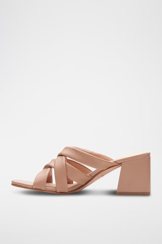Mules à talon en cuir Sheer65 Step - Beige