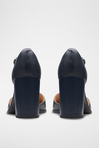 Salomés à talons en cuir Freva85 - Bleu marine