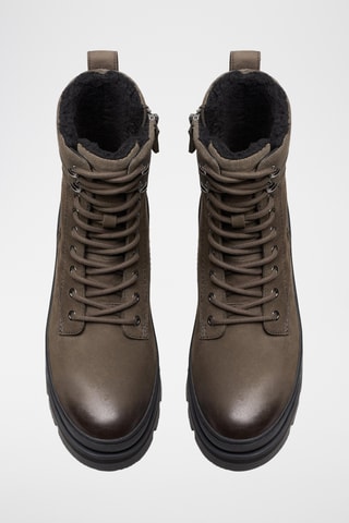 Bottines fourrées en cuir et nubuck Orianna 2 - Gris foncé