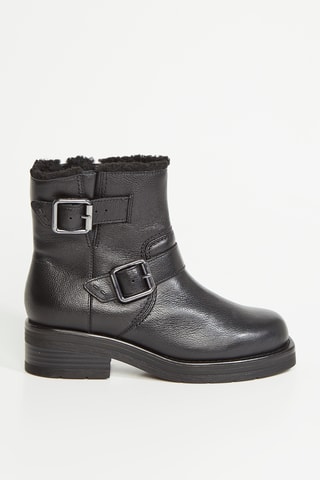 Bottines fourrées en cuir Rebelle - Noir