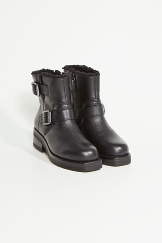 Bottines fourrées en cuir Rebelle - Noir