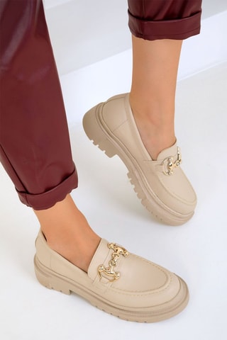 Mocassins com plataforma - Bege