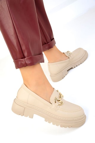 Mocassins com plataforma - Bege