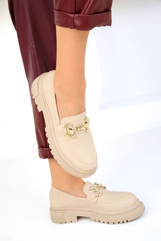Mocassins com plataforma - Bege