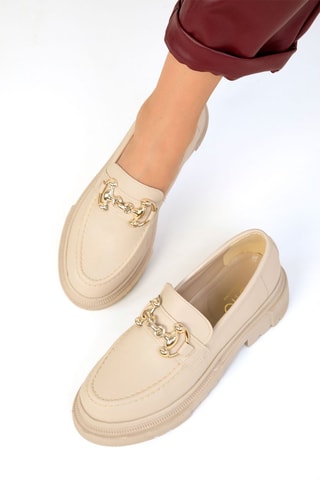 Mocassins com plataforma - Bege