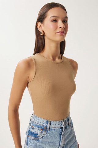 Camisola de alças - Castanho