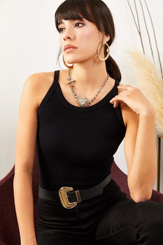 Camisola de alças - Preto