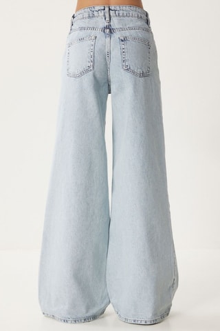 Calças de ganga wide leg - Azul-celeste
