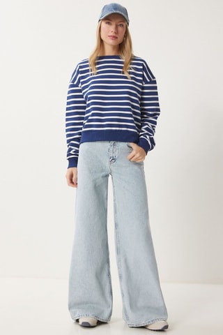 Calças de ganga wide leg - Azul-celeste