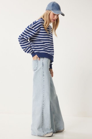 Calças de ganga wide leg - Azul-celeste