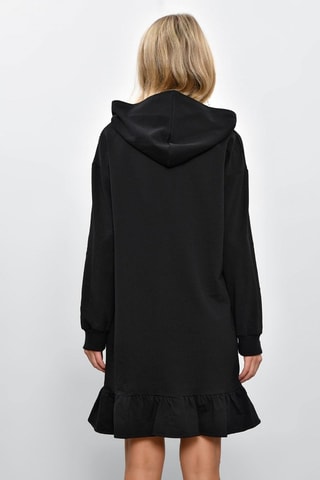 Vestido-sweat com capuz - Preto