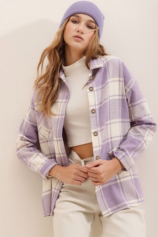 Sobrecamisa - Malva e branco