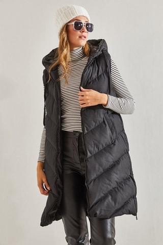 Doudoune longue sans manches - Noir