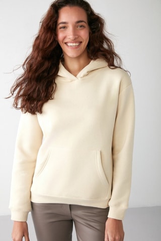 Sweat com capuz relaxed - Bege