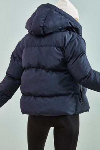 Doudoune regular à capuche - Bleu marine