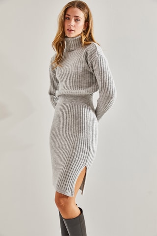 Vestido-camisola - Cinzento claro