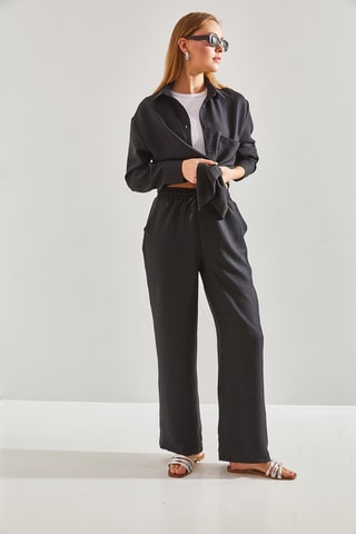 Camisa e calças wide legs - Preto