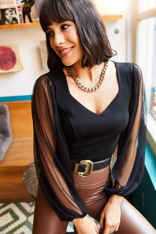 Blusa slim - Preto