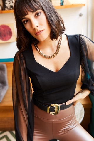 Blusa slim - Preto
