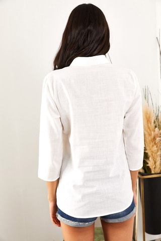 Camisa regular em linho - Branco