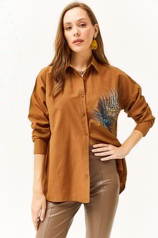 Camisa oversize - Castanho