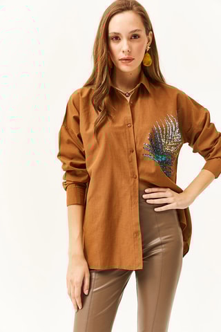 Camisa oversize - Castanho