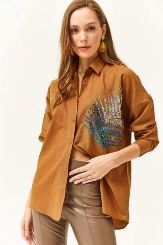 Camisa oversize - Castanho