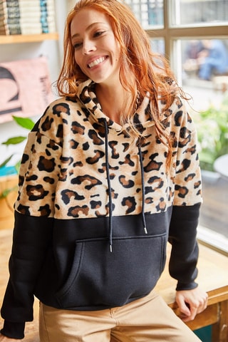 Sweat regular com capuz - Preto