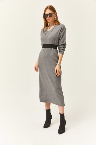 Vestido-camisola - Cinzento