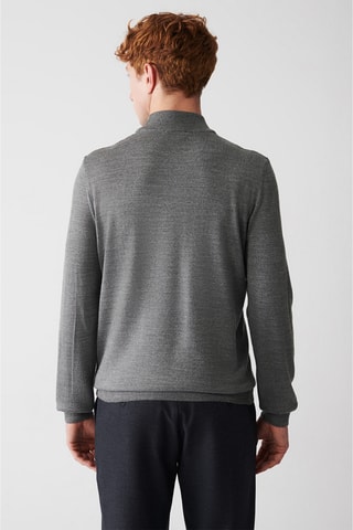 Camisola regular em lã - Cinzento